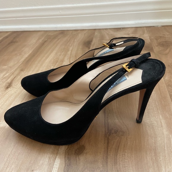 Prada Shoes - Prada Women's Black Heel Sling Back Strap Closed Toe  Size 38 EU/Size 7.5